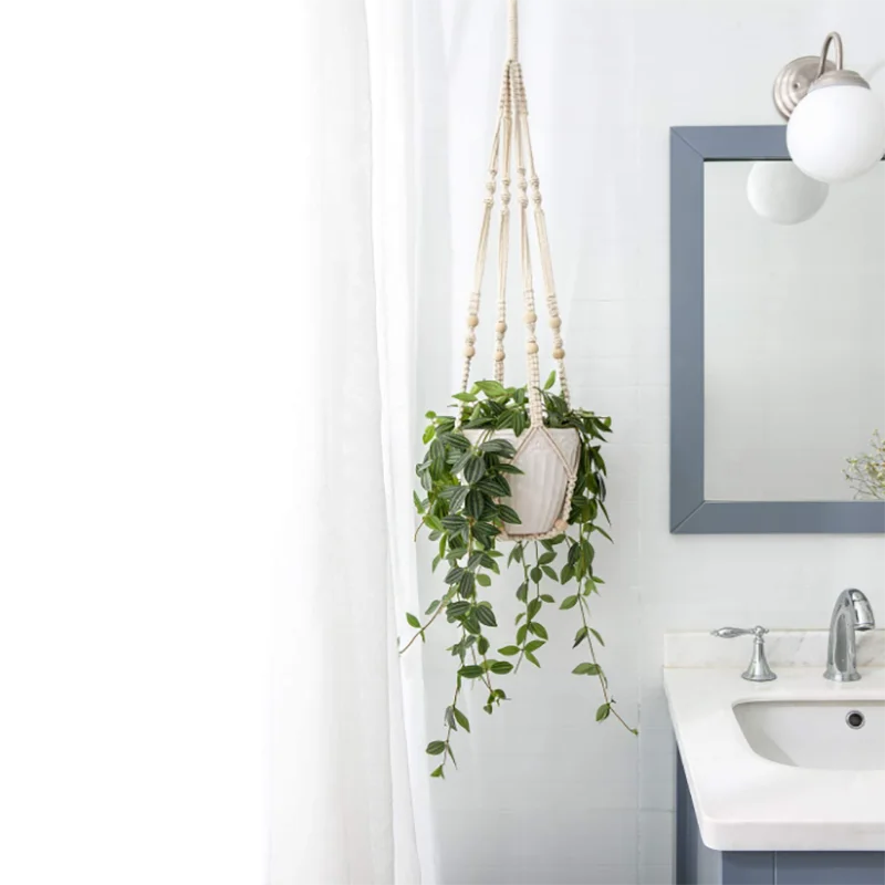 Handmade Macrame Plant Hanger Basket Flower Pot Balcony Hanging Decoration Knotted Lifting Rope Bohemian Style Home Garden Decor