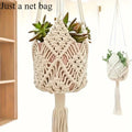 1pc Boho Macrame Plant Hanger for Indoor Outdoor Hanging Succulents Cotton Rope Woven Hanging Basket with Net Pouch