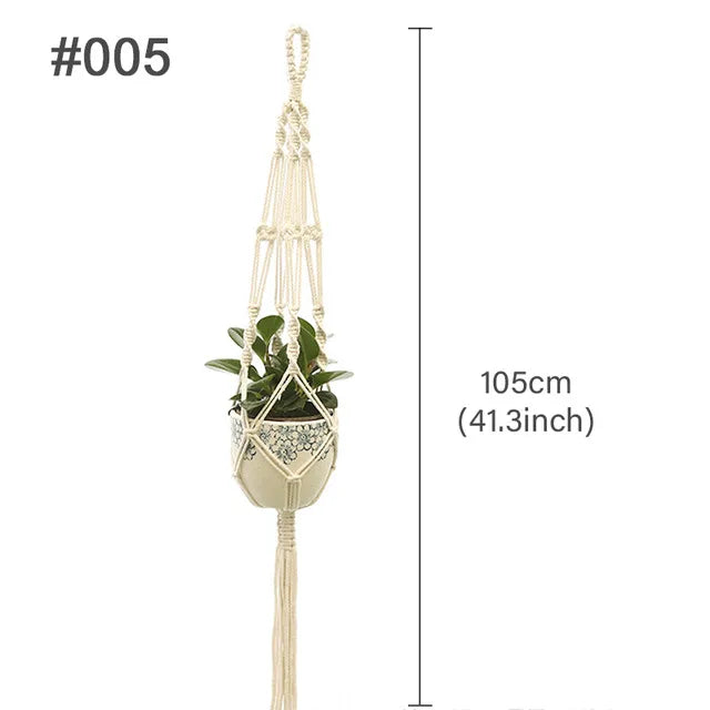 Macrame Handmade Plant Hanger Baskets Flower Pots Holder Balcony Hanging Decoration Knotted Lifting Rope Home Garden Supplies