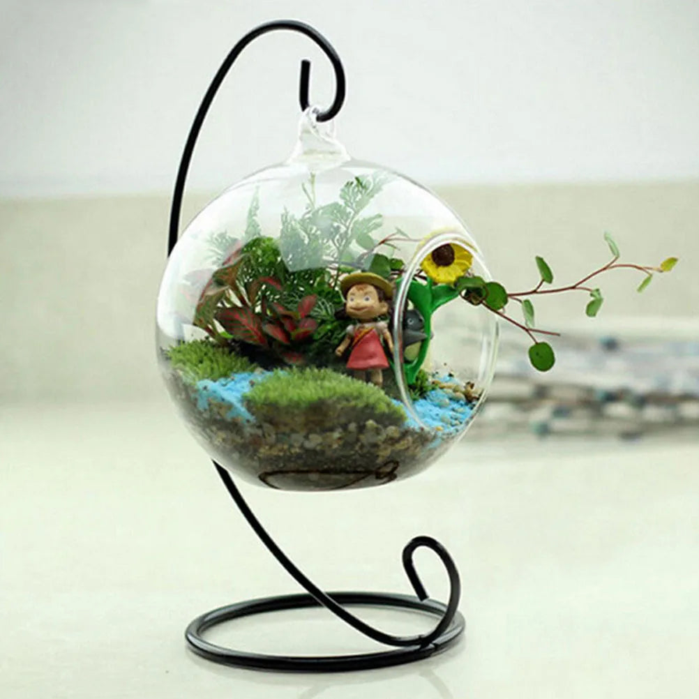 1PC Hanging Glass Vase Hanging Terrarium Plant Flower Clear Container Hanging Vase Indoor Home Decoration Creative