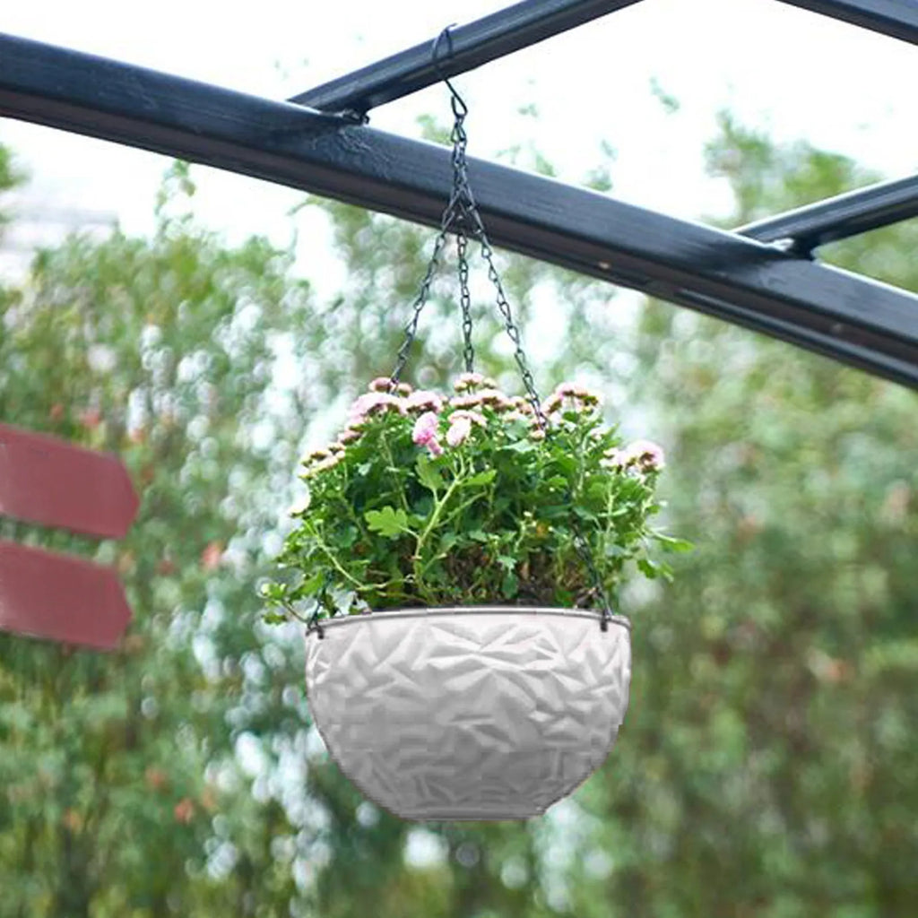 Hanging Planter Garden Flower Pots Hanging Planter Basket for Indoor Outdoor Plants with Drain Holes, White Plant Containers