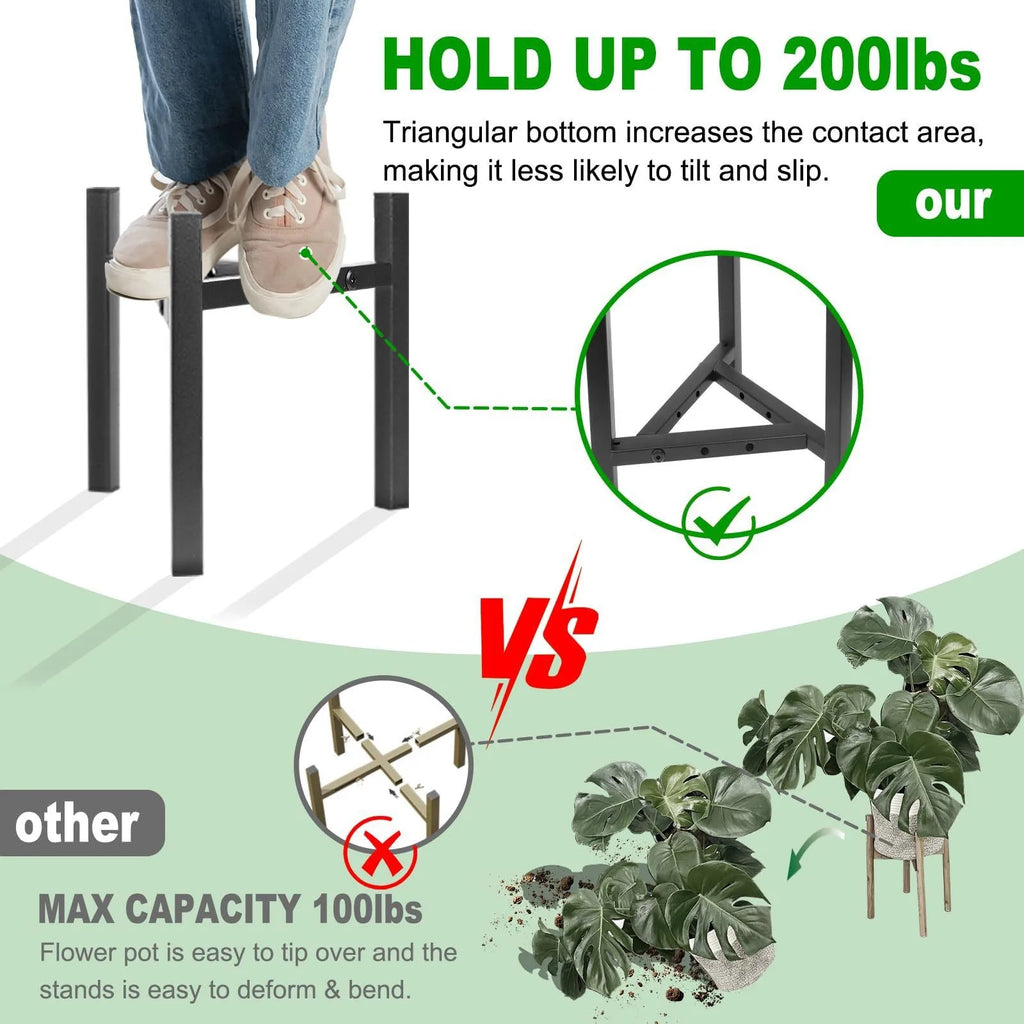 Indoor Plant Stands For Living Room Adjustable Metal Heavy Duty Outdoor Corner Stable Plant Holder Fits 8 to 12 Inches