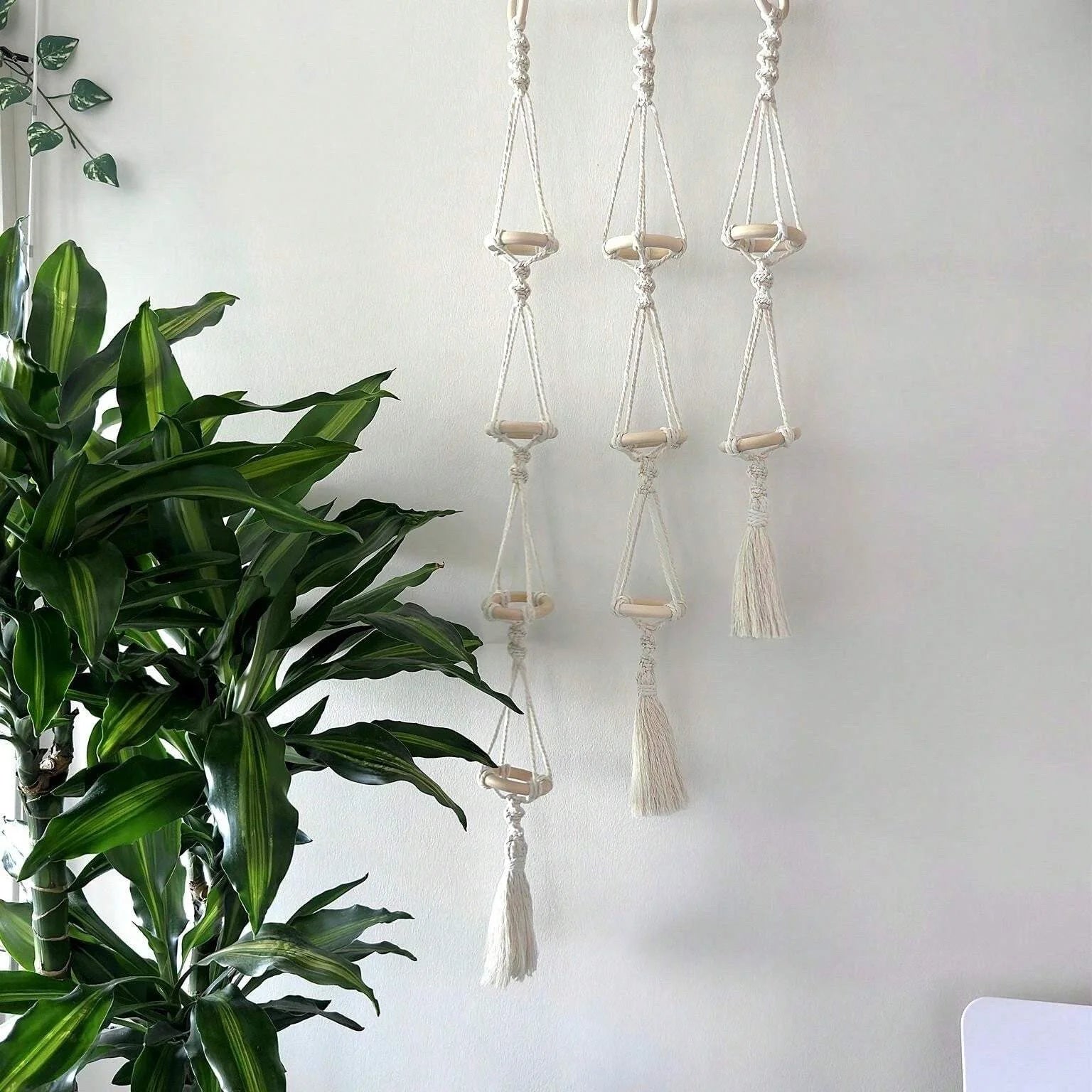 Macrame Plant Hangers Air Plants Hanging Basket Wall Hanging Handcrafted Air Plants Hanger Boho Home Decoration Room Decor Gift