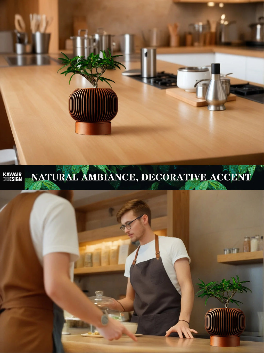 Modern Minimalist 3D Printed Plant Pot – Biodegradable Flower Planter for Home Decor, Eco-Friendly Sustainable Gift (Yuso)