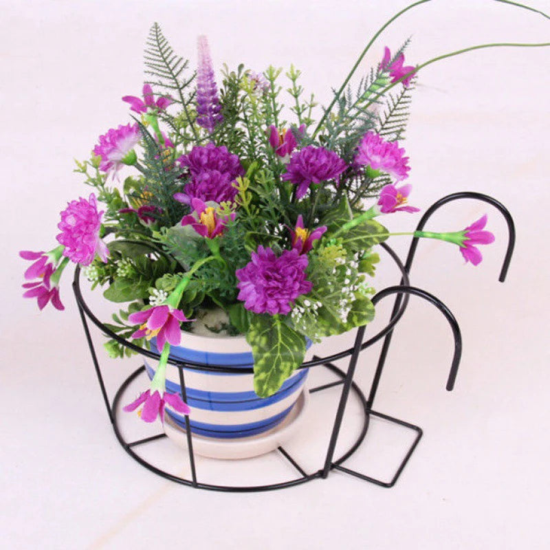 Outdoor Hanging Basket Plant Iron Racks Fence Balcony Round Flower Pots Hanging Planter Stand Holder Garden Decoration