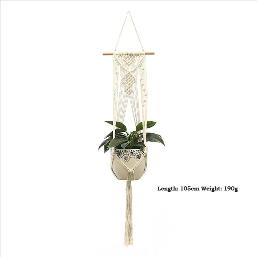 Hanging Plant Handmade Macrame Plant Hanger Flower Pot Planter Hanger Wall Decor Courtyard Garden Hanging Planter Hanging Basket