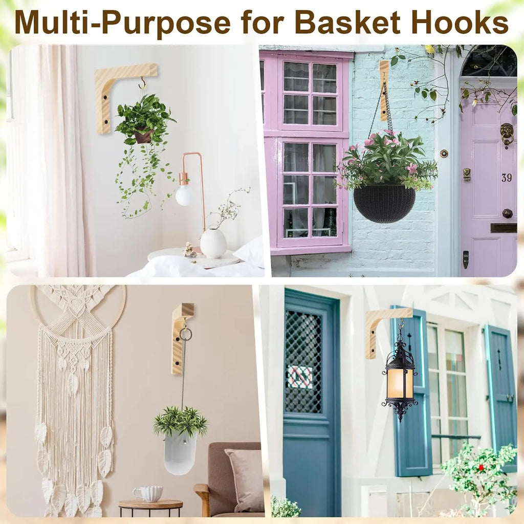Wooden Plant Hanger Hook Wall Plant Hanger for Indoor Basket Hooks for Flower Baskets Pot Lanterns