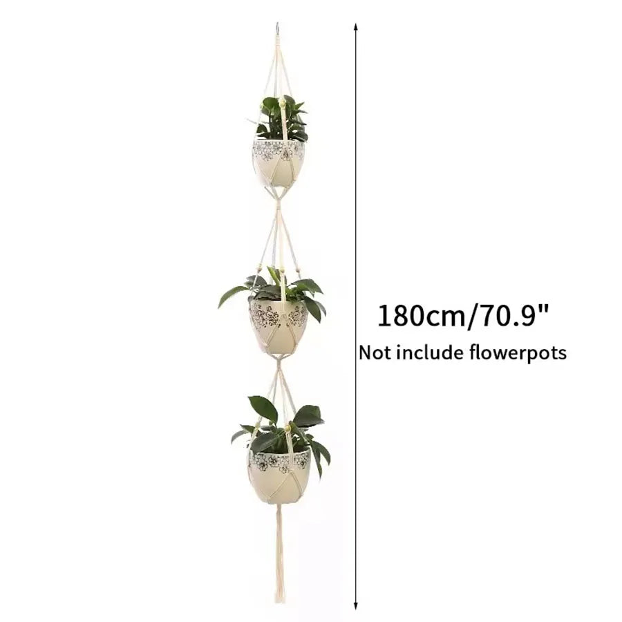 Hanging Plant Handmade Macrame Plant Hanger Flower Pot Planter Hanger Wall Decor Courtyard Garden Hanging Planter Hanging Basket