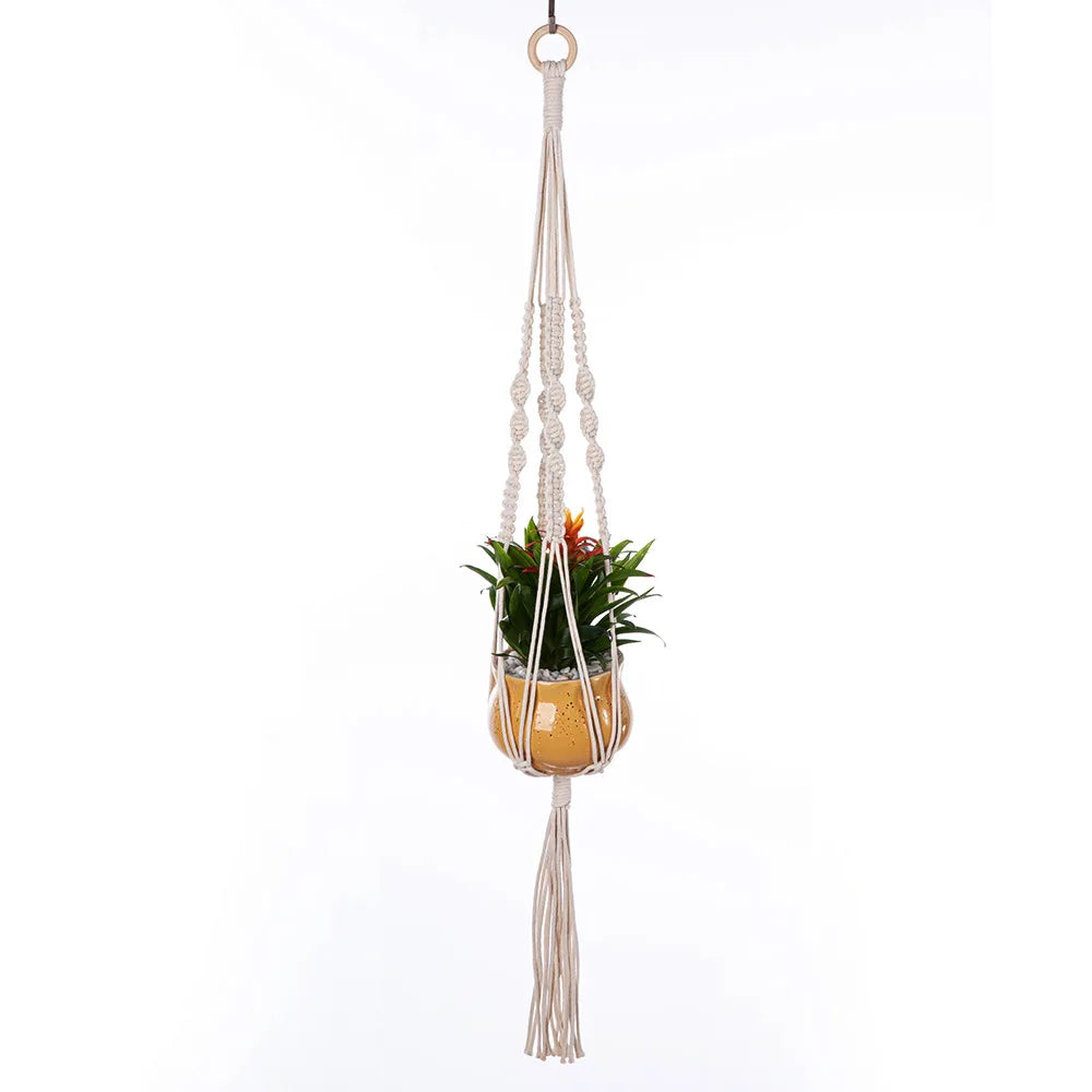 Macrame Plant Hanger Indoor Hanging Planter Basket Woven Cotton Rope Flower Pot Crochet Plant Holder Stand for Boho Home Decor