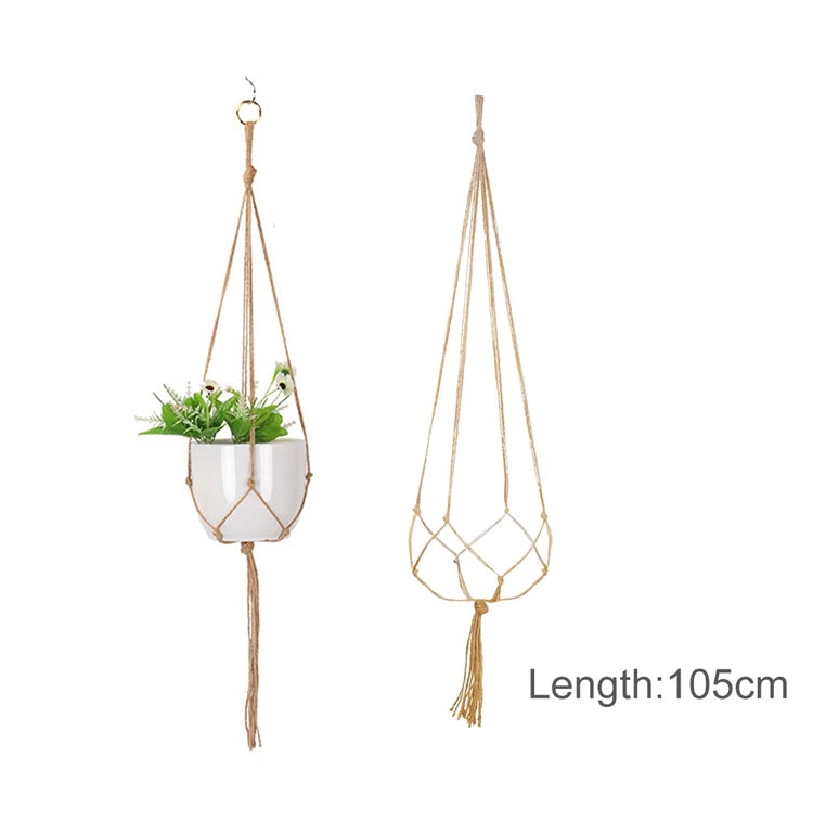 Macrame Handmade Plant Hanger Baskets Flower Pots Holder Balcony Hanging Decoration Knotted Lifting Rope Home Garden Supplies