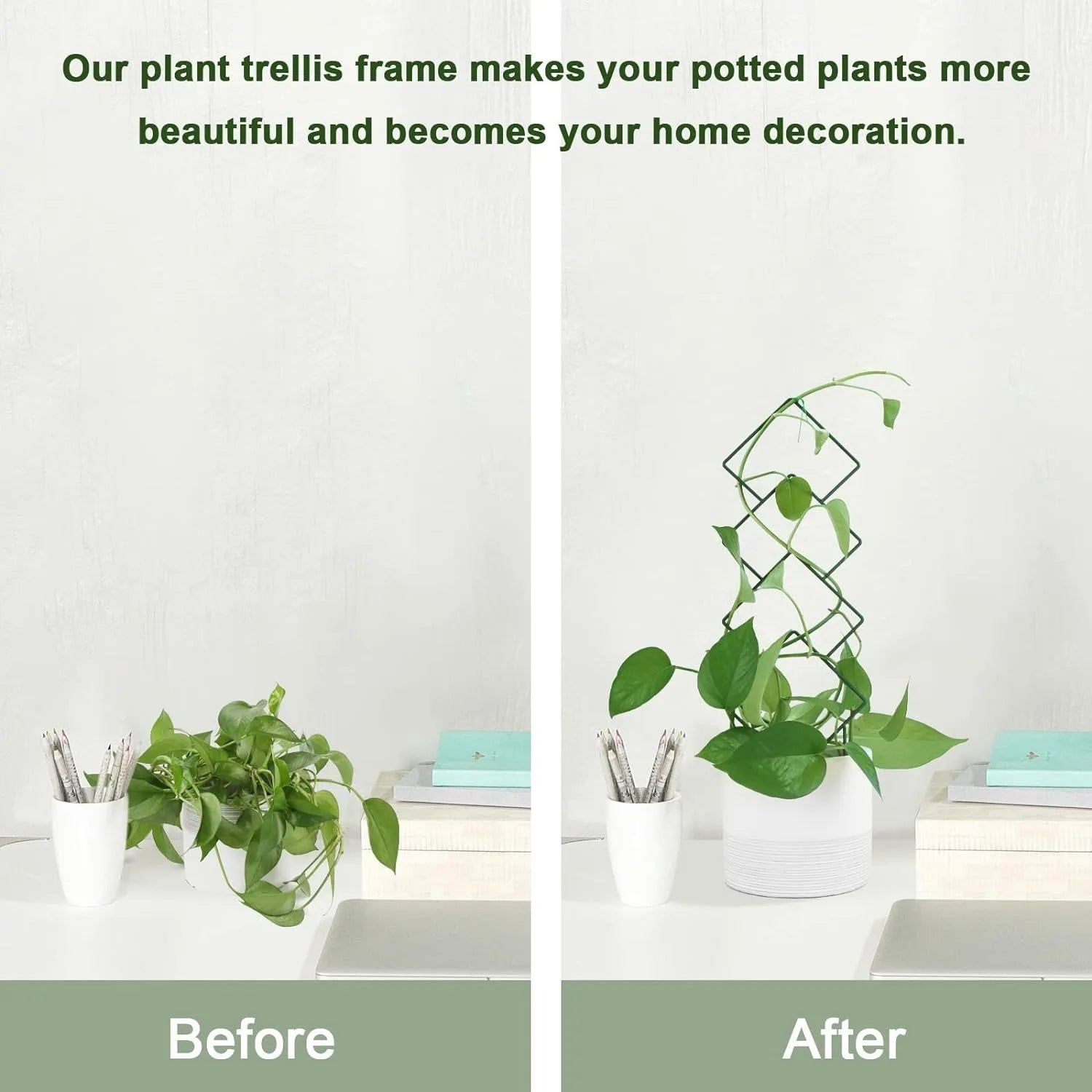 4 PCS Black Metal Plant Trellis - Indoor/Outdoor Garden Trellis for Climbing Plants, Potted Vine Ivy Flower Support