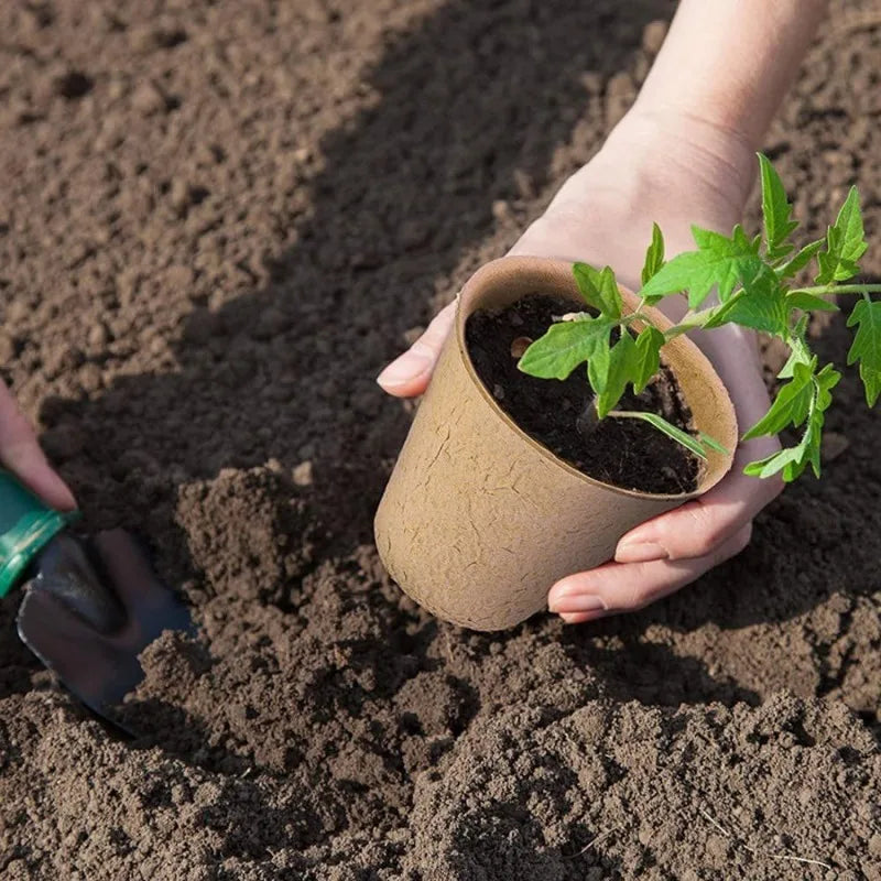 100pcs 10cm Flower Pots Peat Planting Pots Biodegradable Paper Cup For Plant Starter Starting Tray Gardening Supplies  ﻿