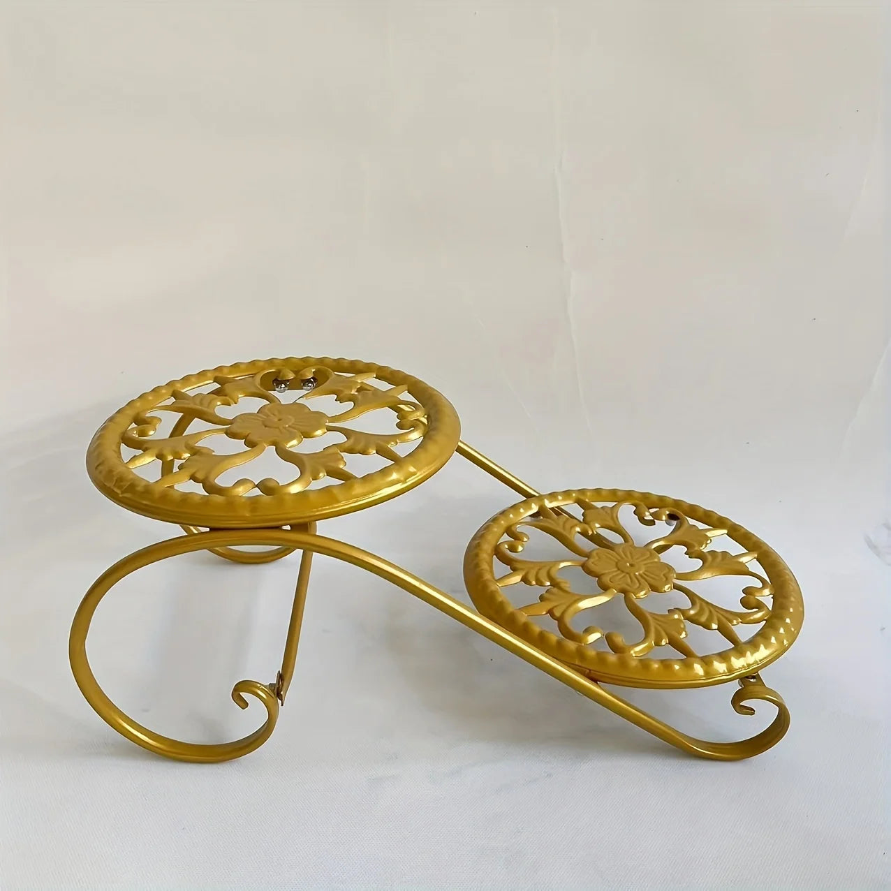 1pc, Double Deck Flower Stand, Hanging Pot Rust-proof Classic Metal Irregular Plant Stand Indoor And Outdoor Can Be Bonsai Other