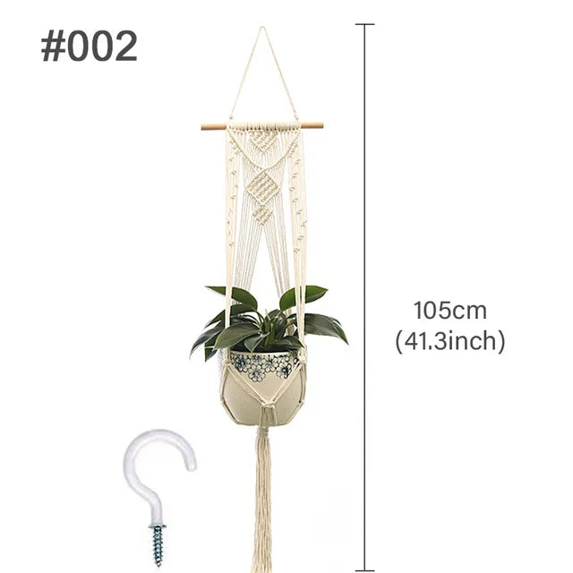 Macrame Handmade Plant Hanger Baskets Flower Pots Holder Balcony Hanging Decoration Knotted Lifting Rope Home Garden Supplies