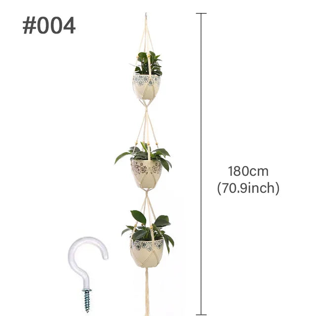 Macrame Handmade Plant Hanger Baskets Flower Pots Holder Balcony Hanging Decoration Knotted Lifting Rope Home Garden Supplies
