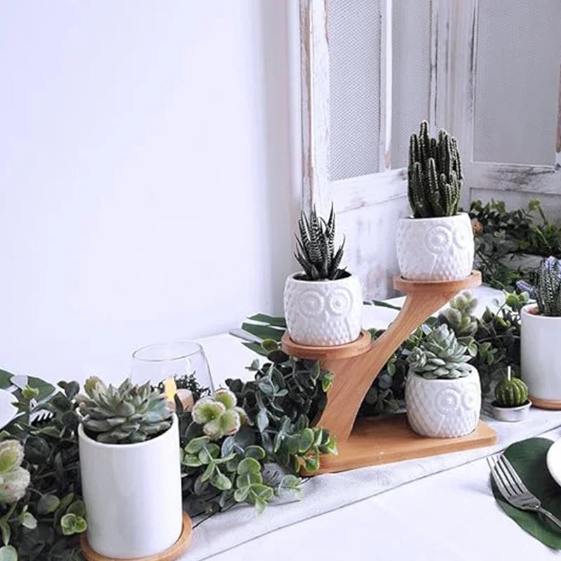 Mini Plant Stands for Window Sill & Desk, Small Indoor Decorative Shelves - Lightweight Space-Saving 3 Tier Home Office Decor