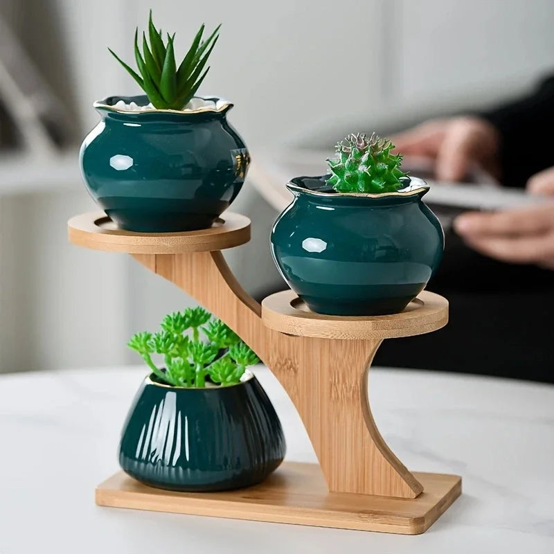 Mini Plant Stands for Window Sill & Desk, Small Indoor Decorative Shelves - Lightweight Space-Saving 3 Tier Home Office Decor