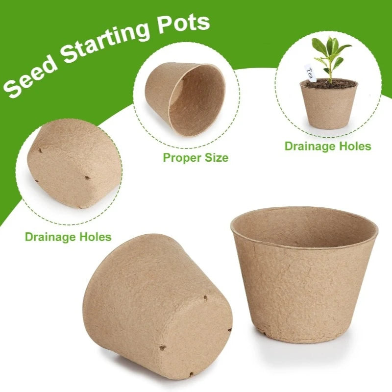 100pcs 10cm Flower Pots Peat Planting Pots Biodegradable Paper Cup For Plant Starter Starting Tray Gardening Supplies  ﻿