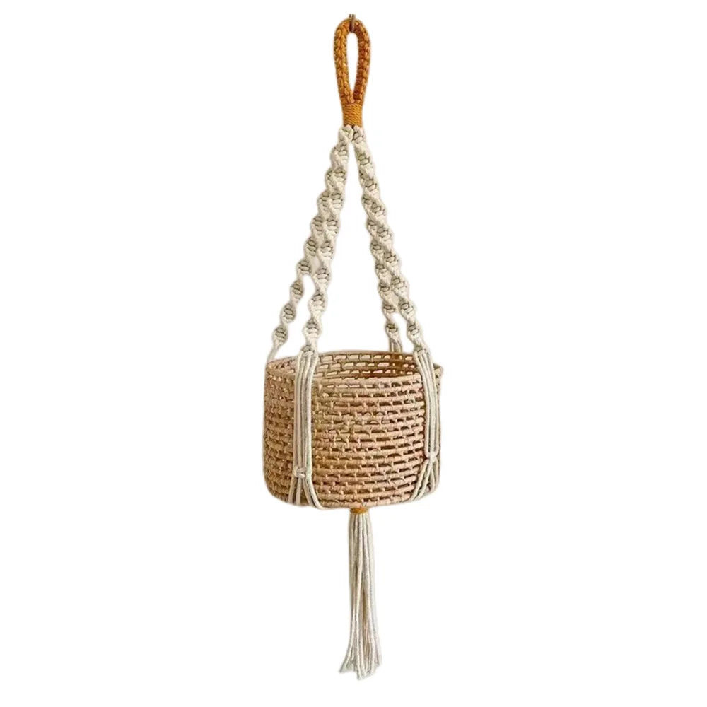 Macrame Plant Hanger Indoor Hanging Planter Basket Woven Cotton Rope Flower Pot Crochet Plant Holder Stand for Boho Home Decor