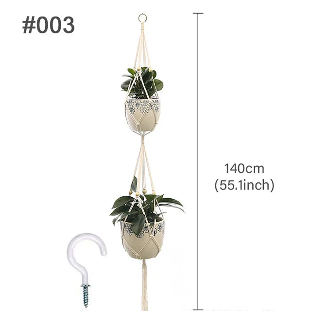 Macrame Handmade Plant Hanger Baskets Flower Pots Holder Balcony Hanging Decoration Knotted Lifting Rope Home Garden Supplies