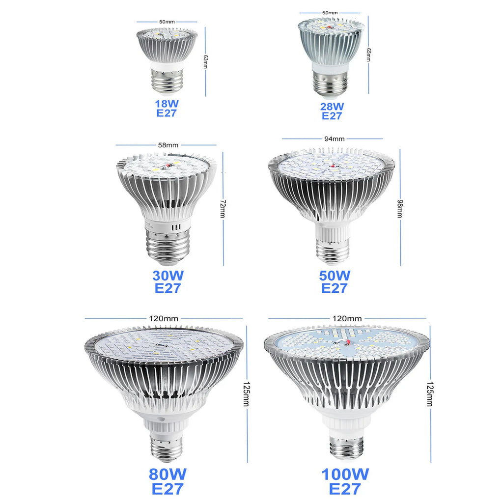 50/80/100/150W Phyto Lamp Full Spectrum LED Grow Light E27 Plant Lights Fitolamp For Indoor Seedlings Flower Grow Tent GrowBox