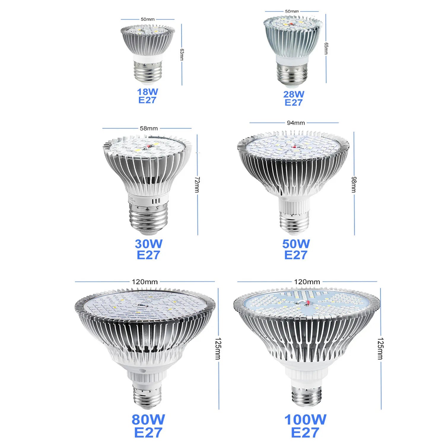 50/80/100/150W Phyto Lamp Full Spectrum LED Grow Light E27 Plant Lights Fitolamp For Indoor Seedlings Flower Grow Tent GrowBox