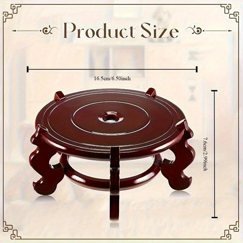 1pc Elegant Wooden Plant Stand with Ornate Base - Versatile Indoor/Outdoor Decorative Vase Holder, Ideal for Home and Garden Dis