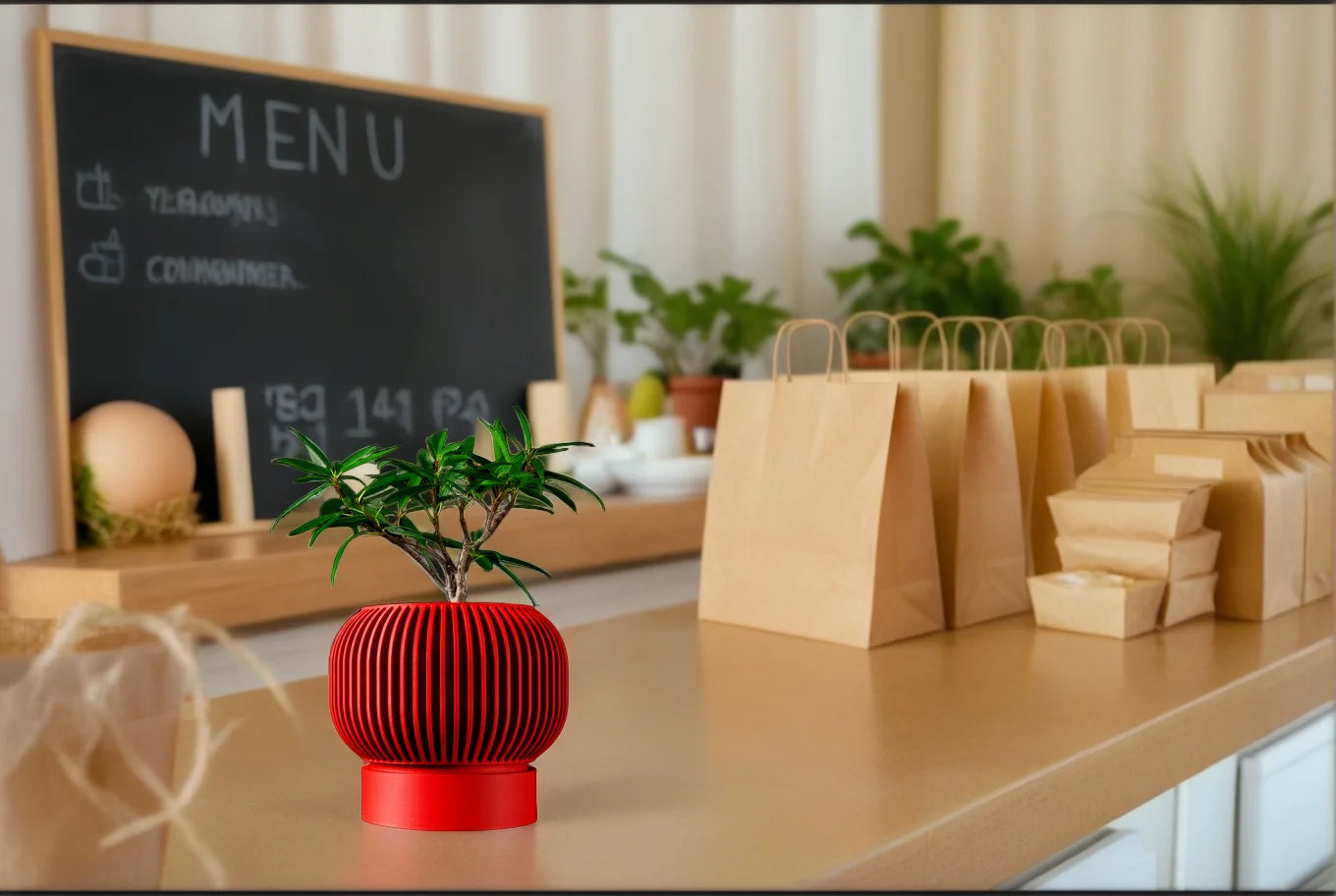 Modern Minimalist 3D Printed Plant Pot – Biodegradable Flower Planter for Home Decor, Eco-Friendly Sustainable Gift (Yuso)
