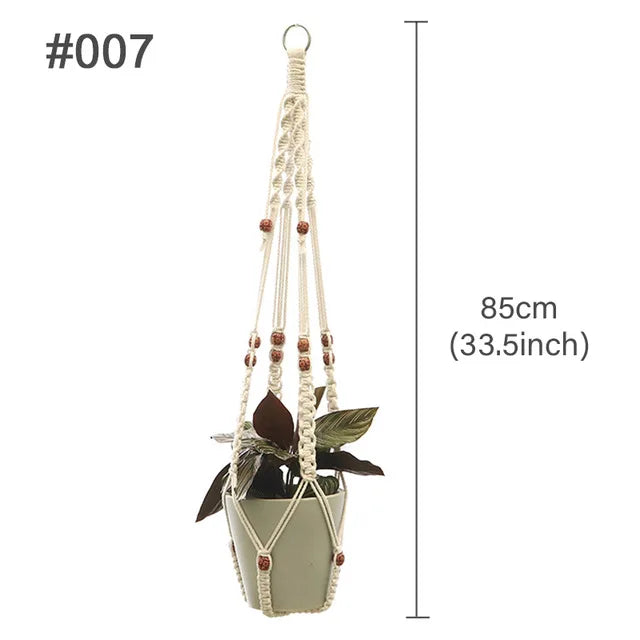 Macrame Handmade Plant Hanger Baskets Flower Pots Holder Balcony Hanging Decoration Knotted Lifting Rope Home Garden Supplies