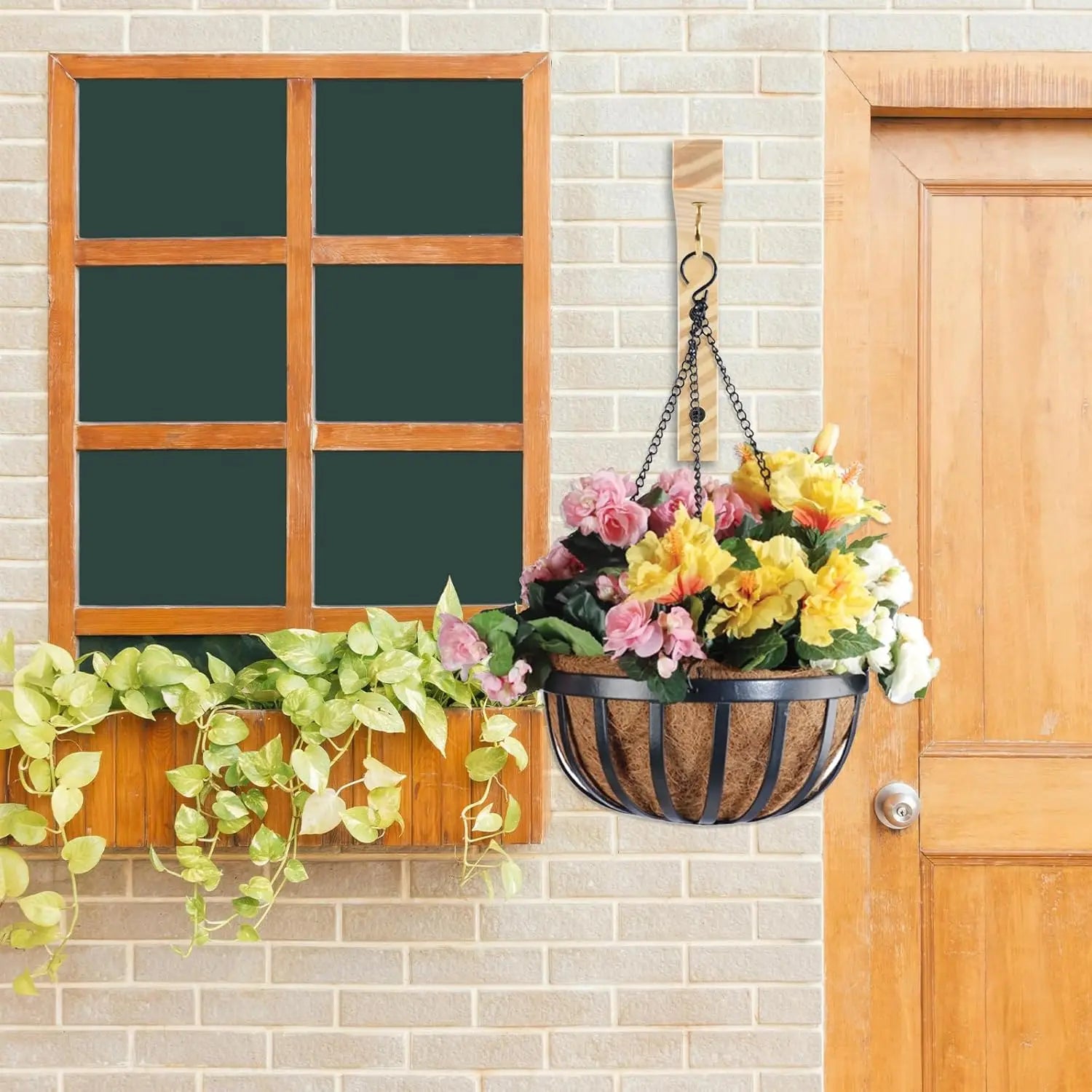 Wooden Plant Hanger Hook Wall Plant Hanger for Indoor Basket Hooks for Flower Baskets Pot Lanterns