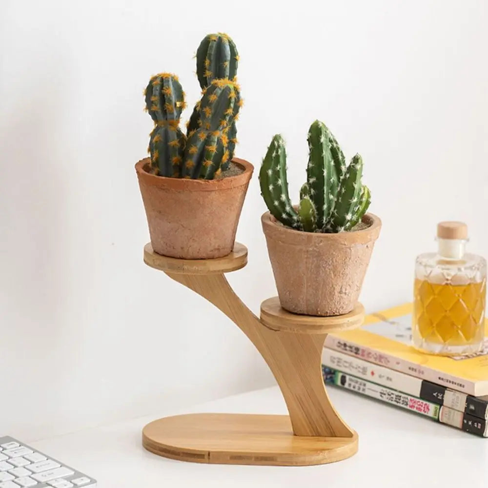 Bamboo Wood Flowerpot Tray Plants Stand Multi-layer Succulents Bonsai Organizer Desktop Ornament Home Decoration