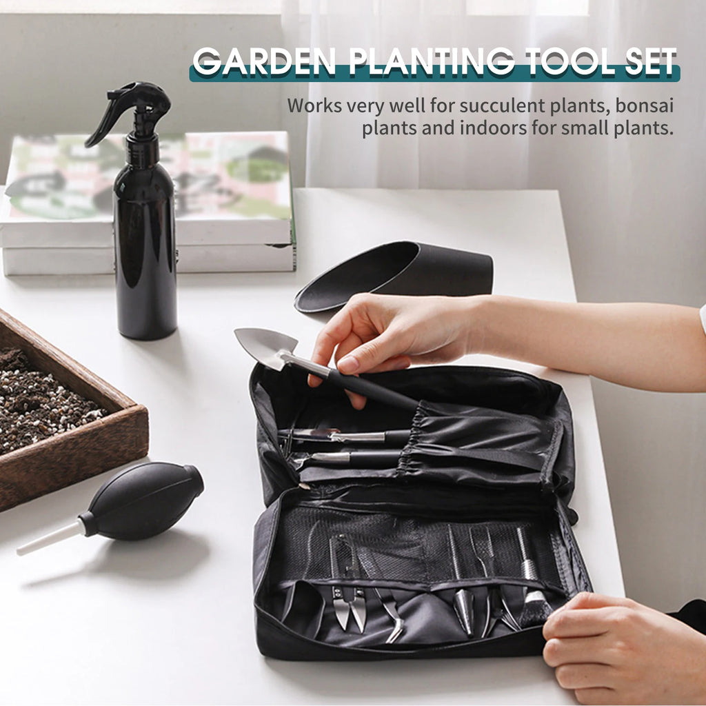 15PCS Garden Planting Tool Set Bonsai Succulent Transplanting Mini Planting Hand Tools for Indoor Miniature Fairy Garden Plant