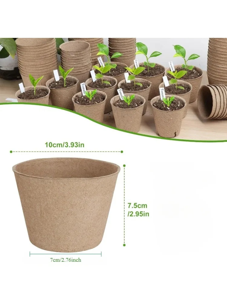 100pcs 10cm Flower Pots Peat Planting Pots Biodegradable Paper Cup For Plant Starter Starting Tray Gardening Supplies  ﻿