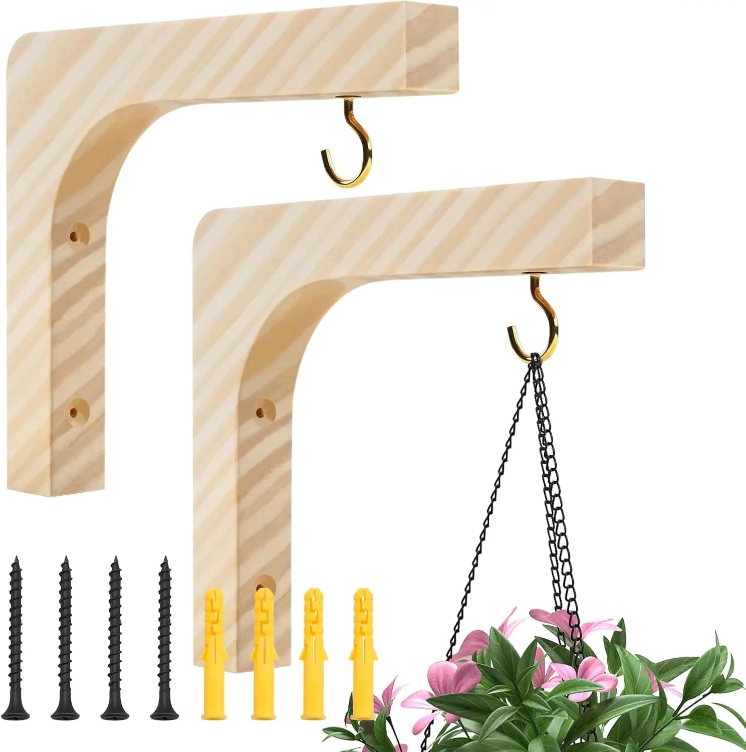 Wooden Plant Hanger Hook Wall Plant Hanger for Indoor Basket Hooks for Flower Baskets Pot Lanterns