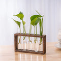 3/5 Tubes Wall Hanging Hydroponic Plant Propagation Glass Vase with Wooden Stand Desktop for Home Office Planter Garde Decor