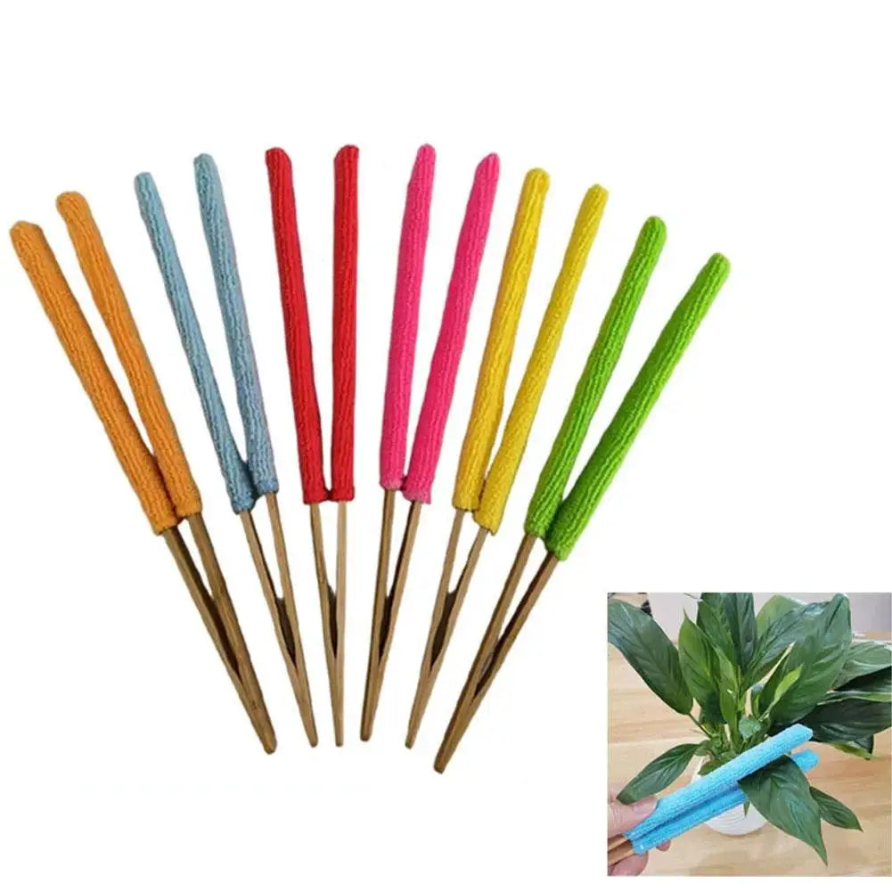 Indoor Plant Leaf Cleaner Kit with Detachable Microfiber Pads & Dusting Gloves, Reusable and Washable