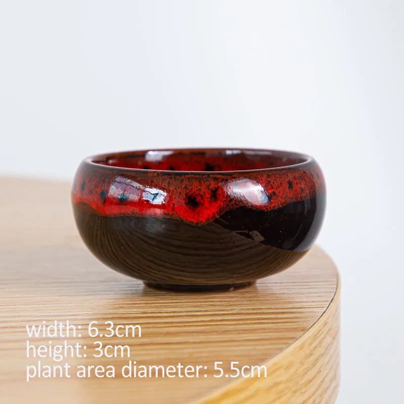 6pc Kiln-changed Flower Pot Bonsai Ceramic Pots For Plants Mini Succulent Plant Small Cactus Outdoor Container Modern Decorative