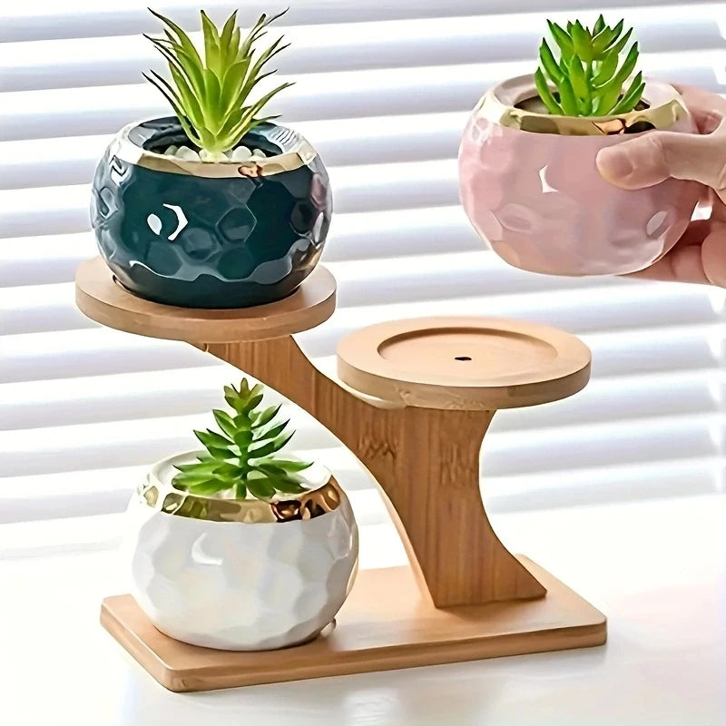 Mini Plant Stands for Window Sill & Desk, Small Indoor Decorative Shelves - Lightweight Space-Saving 3 Tier Home Office Decor