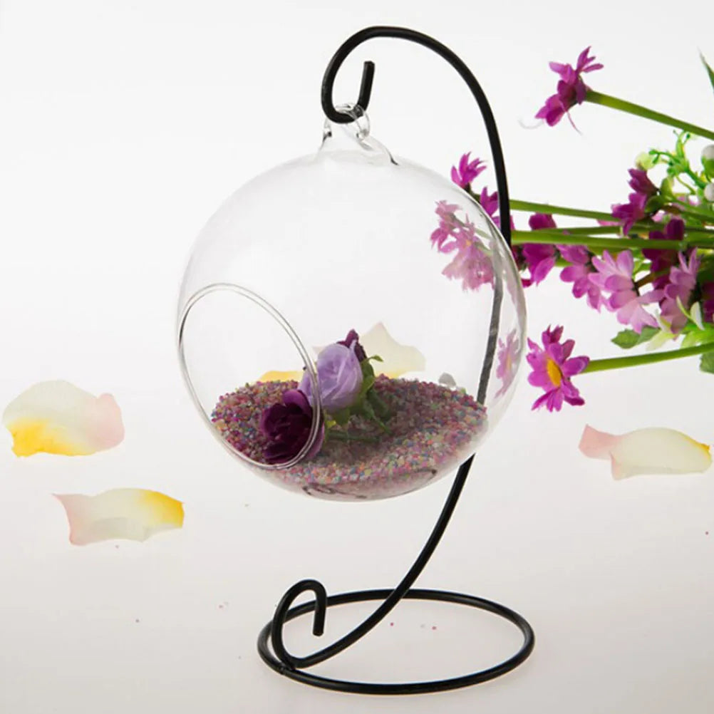 1PC Hanging Glass Vase Hanging Terrarium Plant Flower Clear Container Hanging Vase Indoor Home Decoration Creative