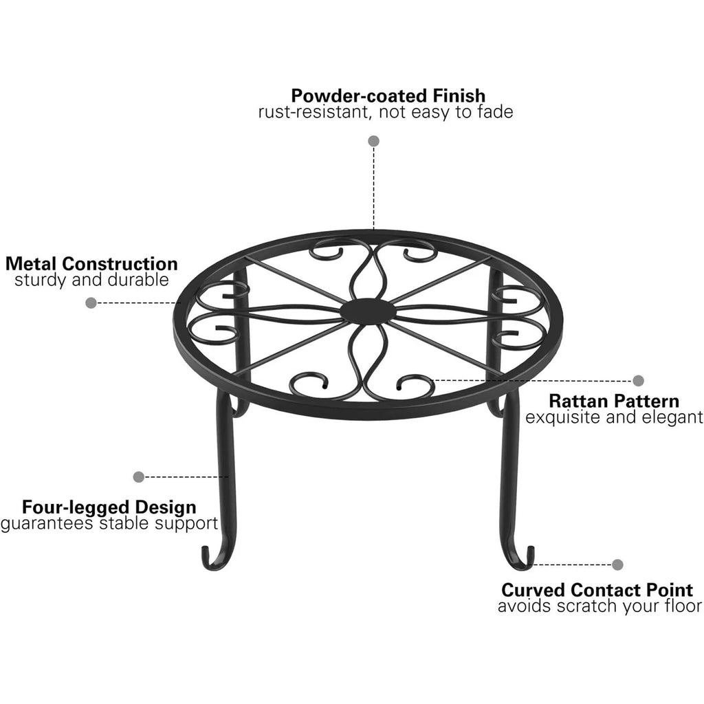 1Pc Metal Plant Stand Flower Pot Base Holder Stool for Home Garden Indoor Outdoor Flower Plant Display Bonsai Holder