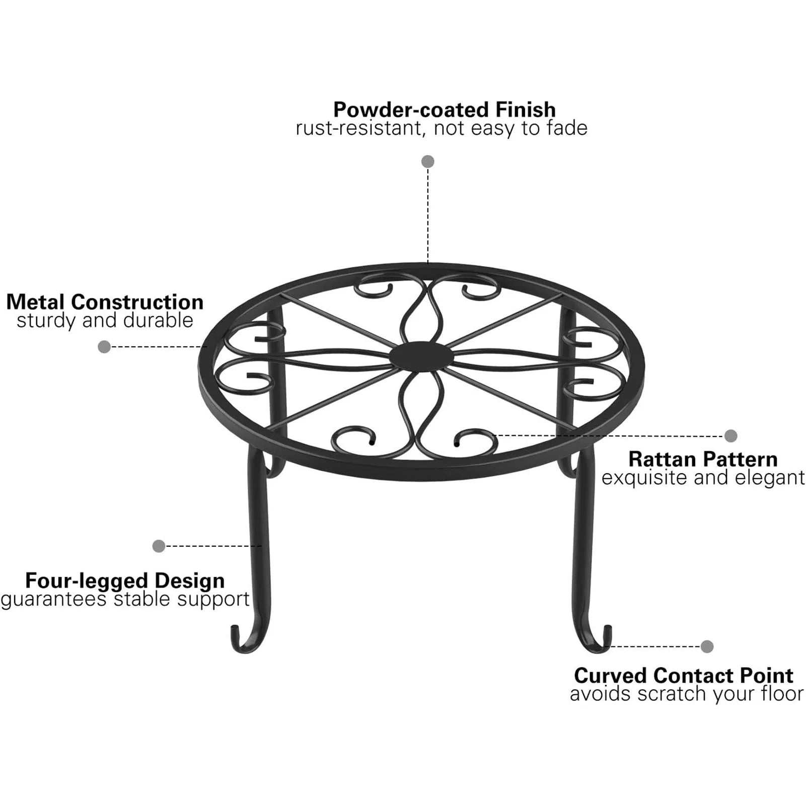 1Pc Metal Plant Stand Flower Pot Base Holder Stool for Home Garden Indoor Outdoor Flower Plant Display Bonsai Holder