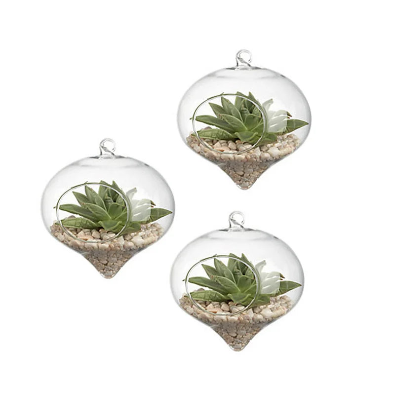 Terrarium Glass Ball Vase 11*9cm Top Hanging Flower Vase Dinner Planter Terrarium Container Pots Home Wedding Decor Terrarium