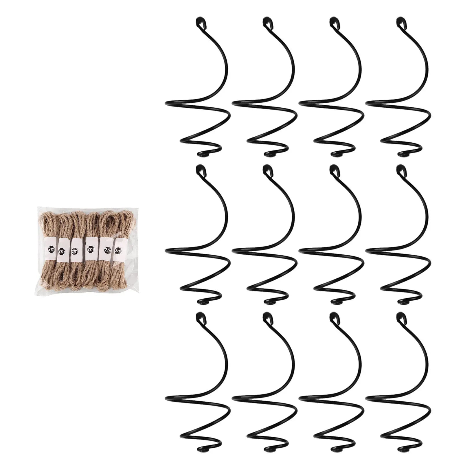 12Set Air Plant Holders Spiral Metal Soilless Stand Hanging Tillandsia Display Container Home Office Succulent Wall Decor
