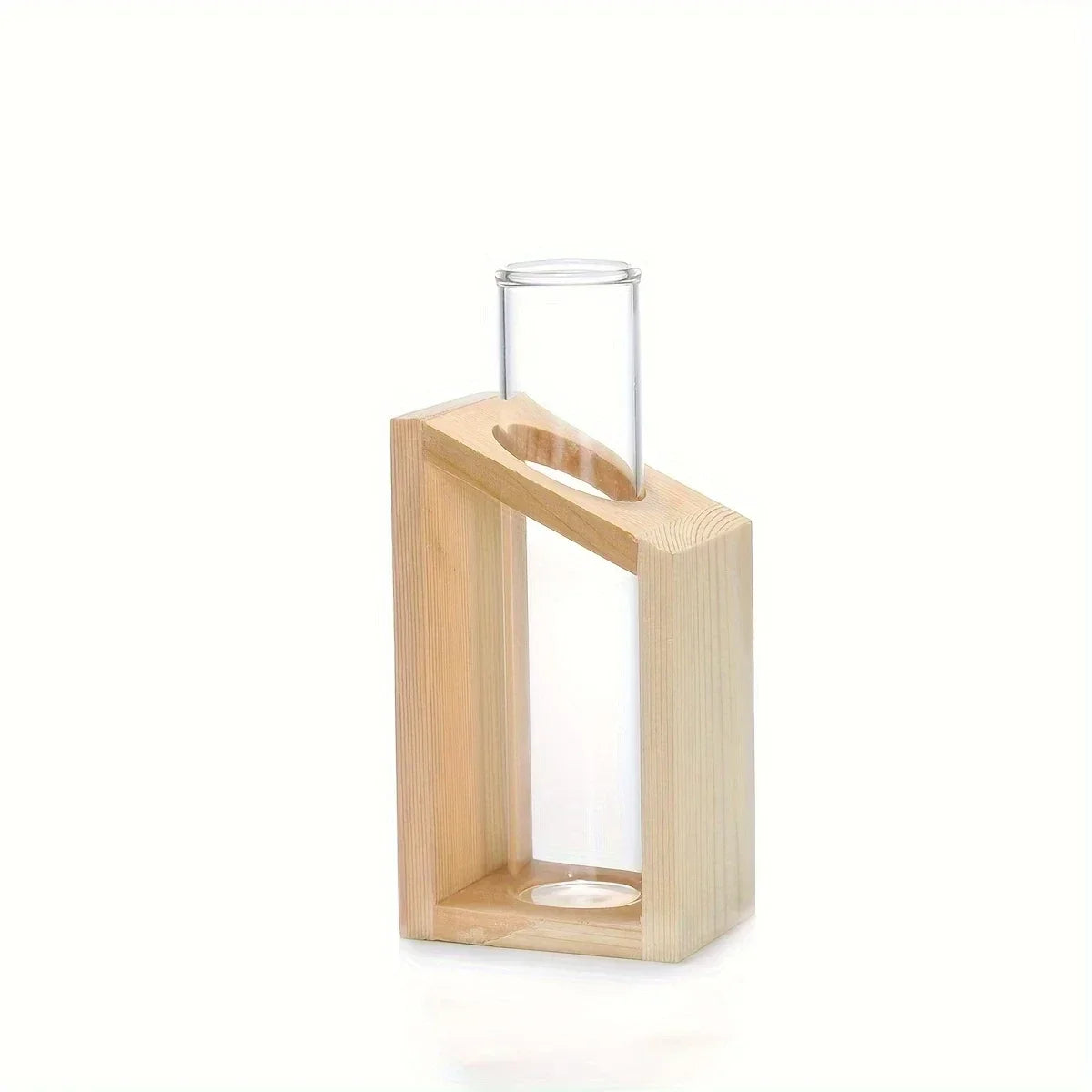 Test Tube Glass Vase Plant Propagation Station Hydroponic Vases for Plants with Wooden Stand Terrarium Office Home Desktop Decor