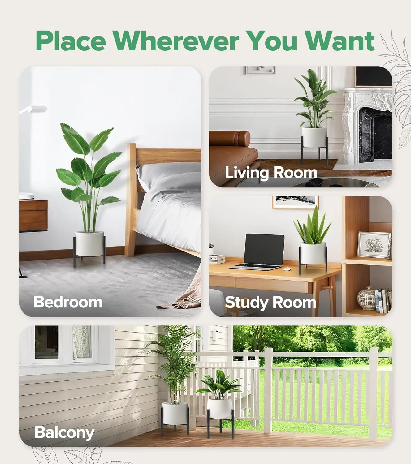 Indoor Plant Stands For Living Room Adjustable Metal Heavy Duty Outdoor Corner Stable Plant Holder Fits 8 to 12 Inches