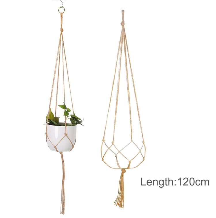 Macrame Handmade Plant Hanger Baskets Flower Pots Holder Balcony Hanging Decoration Knotted Lifting Rope Home Garden Supplies