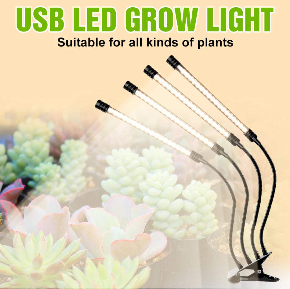 LED Grow Light Plant Hydroponic Flower Seedling Vegetable Cultivation Timing Auto On/Off Dimmable For Indoor Growth Box USB DC5V