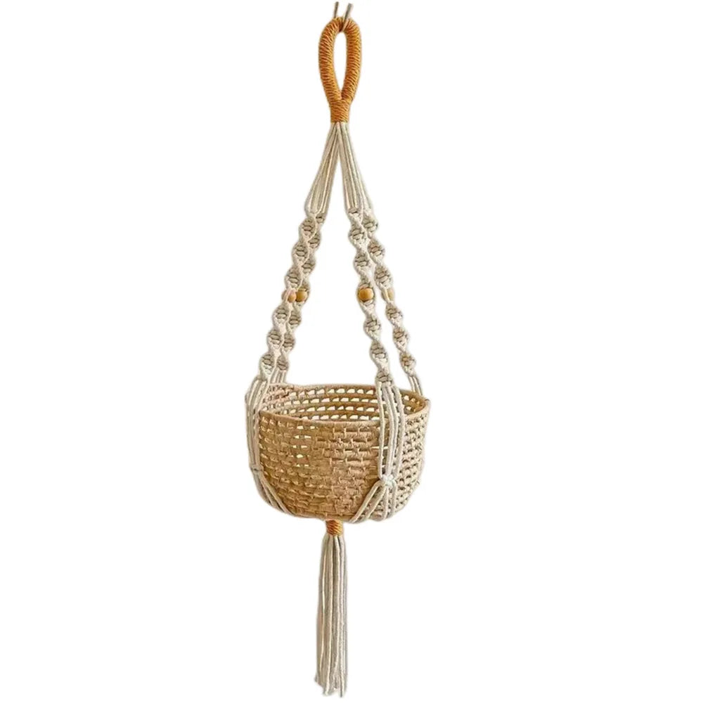 Macrame Plant Hanger Indoor Hanging Planter Basket Woven Cotton Rope Flower Pot Crochet Plant Holder Stand for Boho Home Decor