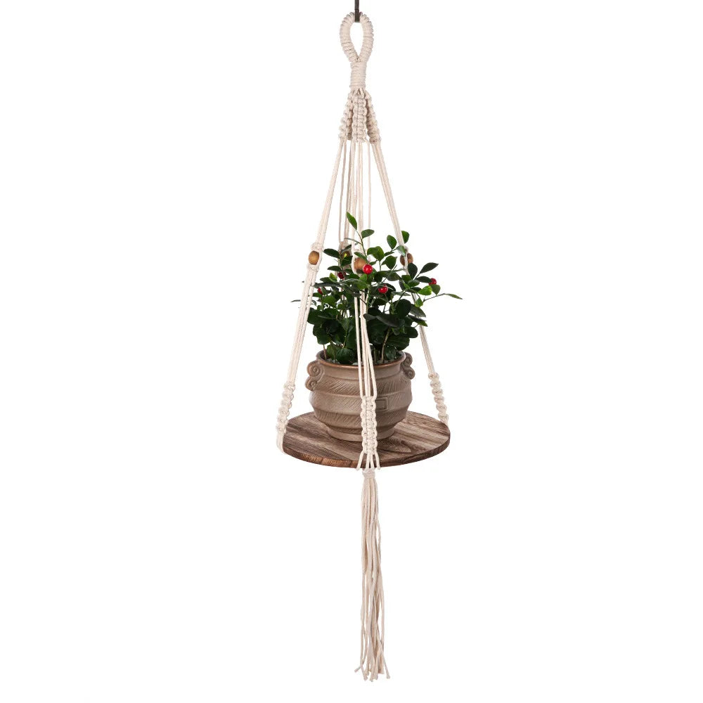 Macrame Plant Hanger Indoor Hanging Planter Basket Woven Cotton Rope Flower Pot Crochet Plant Holder Stand for Boho Home Decor