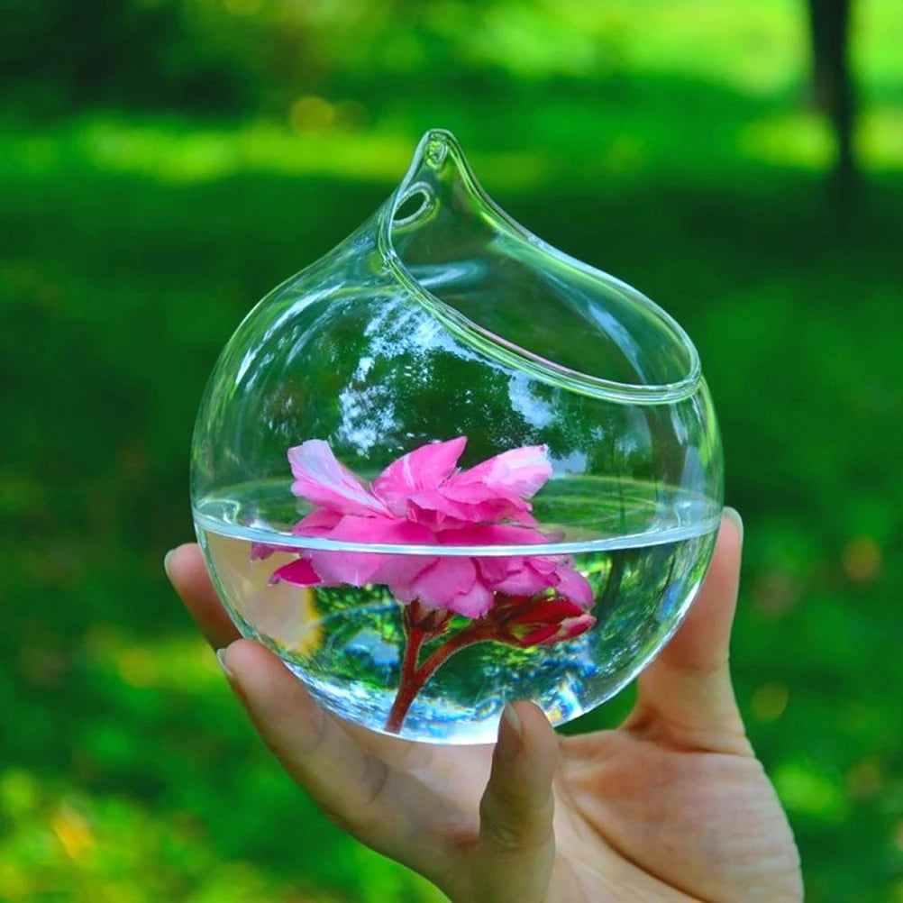 1pc Creative Clear Hanging Ball Glass Flowerpot Office Garden Decor Flower Planter Vase Terrarium Container Landscape Bottle
